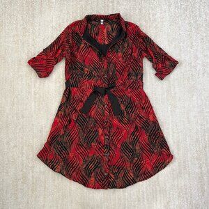 3 for $6 Boho Black Red Button Up Midi Dress Made in India